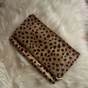 Faux Leopard Print Clutch